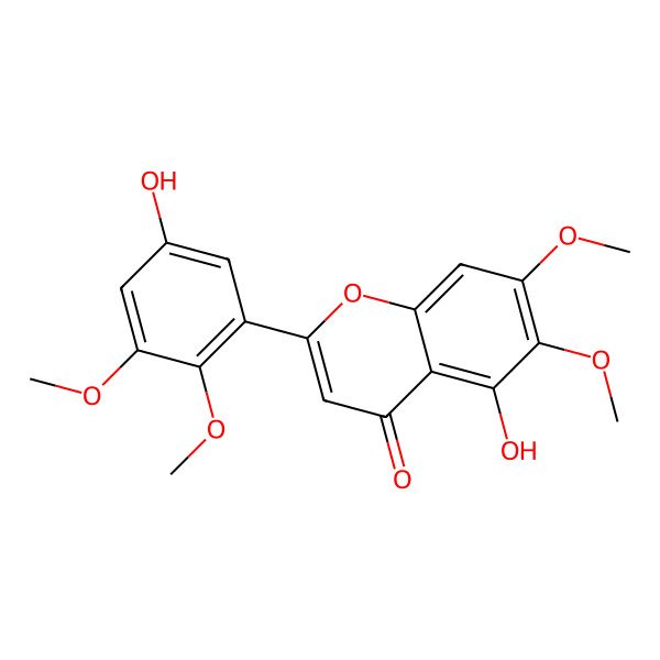 2D Structure of 5-Hydroxy-2-(5-hydroxy-2,3-dimethoxyphenyl)-6,7-dimethoxychromen-4-one