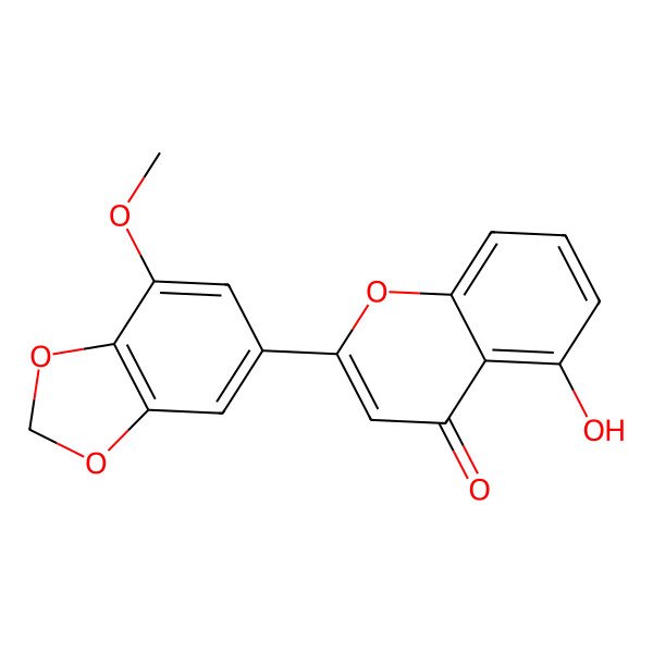 2D Structure of 5-Hydroxy-2-(7-methoxy-1,3-benzodioxol-5-yl)chromen-4-one