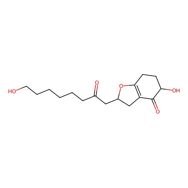 2D Structure of 5-hydroxy-2-(8-hydroxy-2-oxooctyl)-3,5,6,7-tetrahydro-2H-1-benzofuran-4-one