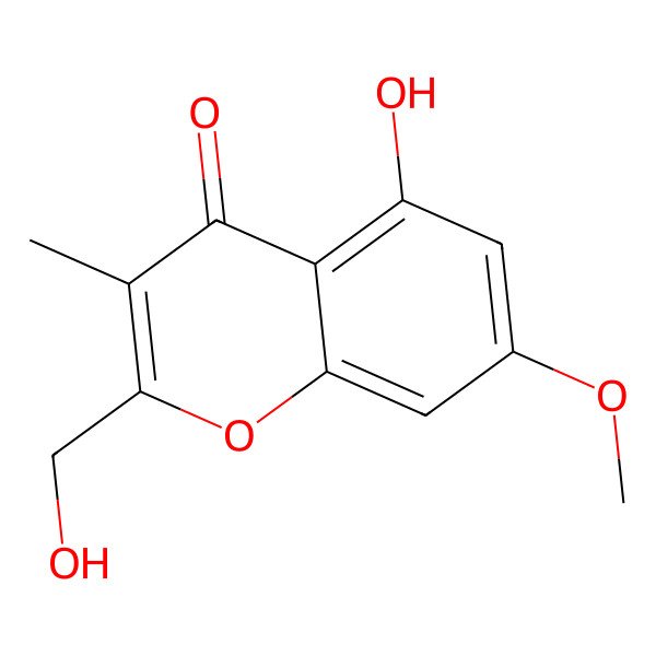 2D Structure of 5-Hydroxy-2-(hydroxymethyl)-7-methoxy-3-methylchromen-4-one