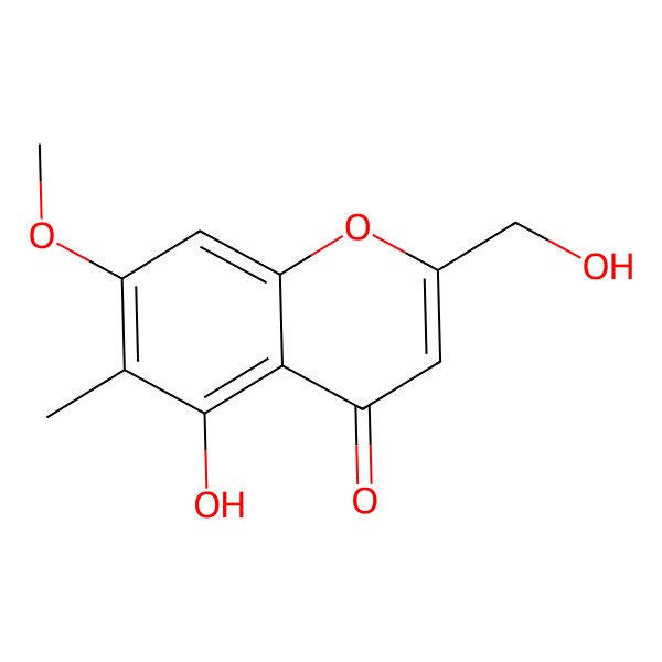 2D Structure of 5-Hydroxy-2-(hydroxymethyl)-7-methoxy-6-methylchromen-4-one