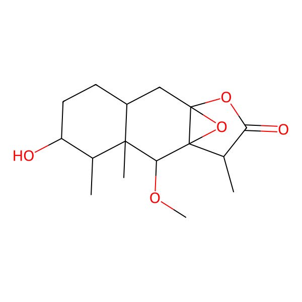 2D Structure of 5-Hydroxy-2-methoxy-3,4,13-trimethyl-11,14-dioxatetracyclo[8.3.1.01,10.03,8]tetradecan-12-one