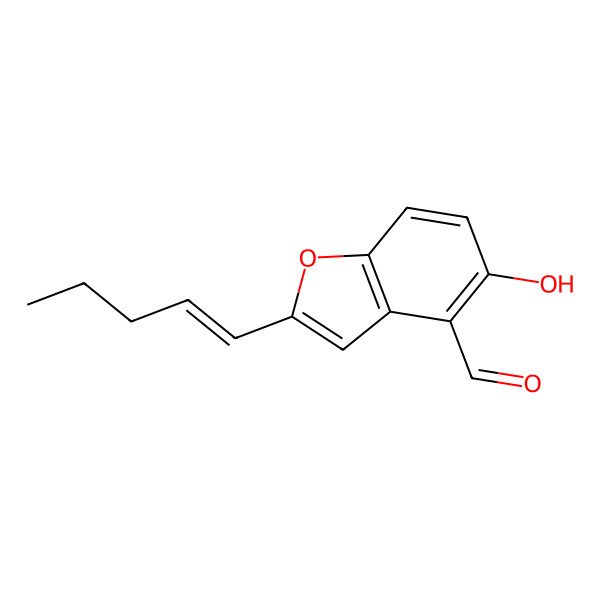 2D Structure of 5-Hydroxy-2-(pent-1-en-1-yl)-1-benzofuran-4-carbaldehyde