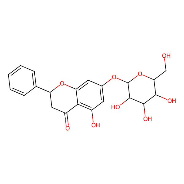 2D Structure of 5-Hydroxy-2-phenyl-7-[3,4,5-trihydroxy-6-(hydroxymethyl)oxan-2-yl]oxy-2,3-dihydrochromen-4-one