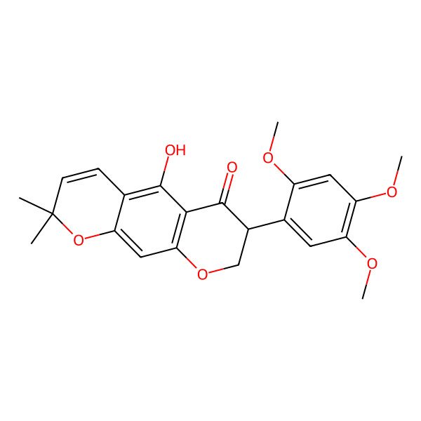 2D Structure of 5-Hydroxy-2,2-dimethyl-7-(2,4,5-trimethoxyphenyl)-7,8-dihydropyrano[3,2-g]chromen-6-one