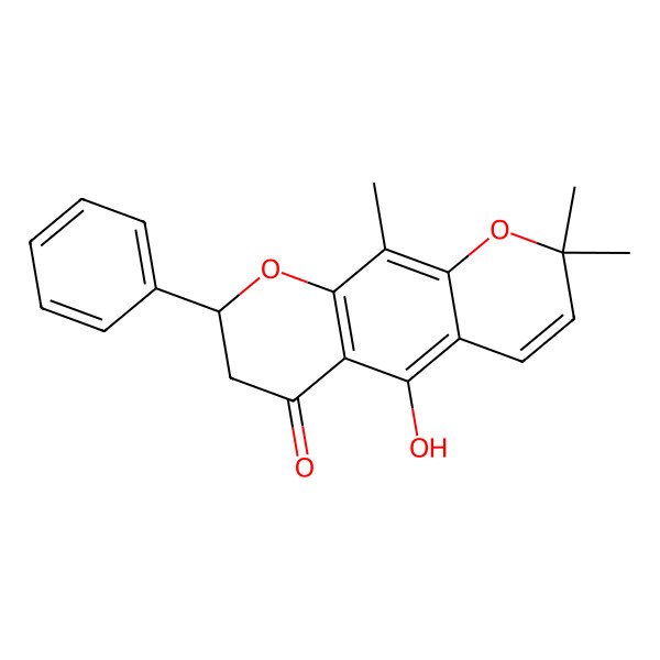 2D Structure of 5-Hydroxy-2,2,10-trimethyl-8-phenyl-7,8-dihydropyrano[3,2-g]chromen-6-one