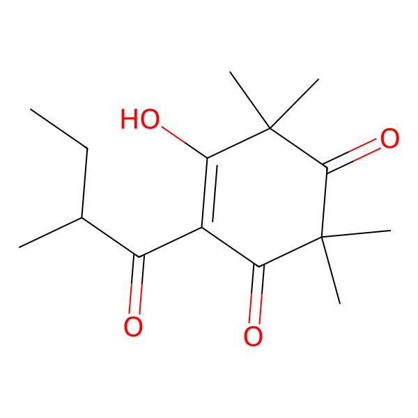 2D Structure of 5-Hydroxy-2,2,6,6-tetramethyl-4-(2-methylbutanoyl)cyclohex-4-ene-1,3-dione