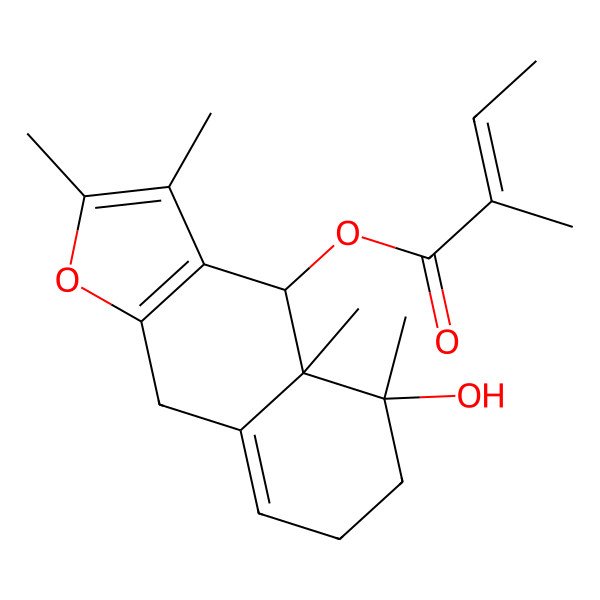 2D Structure of (5-Hydroxy-2,3,4a,5-tetramethyl-4,6,7,9-tetrahydrobenzo[f][1]benzofuran-4-yl) 2-methylbut-2-enoate