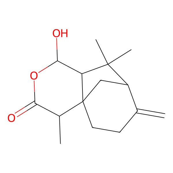 2D Structure of 5-Hydroxy-2,7,7-trimethyl-9-methylidene-4-oxatricyclo[6.3.1.01,6]dodecan-3-one