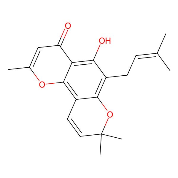 2D Structure of 5-Hydroxy-2,8,8-trimethyl-6-(3-methylbut-2-enyl)pyrano[2,3-h]chromen-4-one