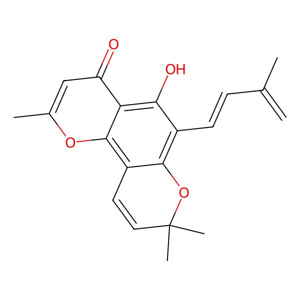2D Structure of 5-Hydroxy-2,8,8-trimethyl-6-(3-methylbuta-1,3-dienyl)pyrano[2,3-h]chromen-4-one