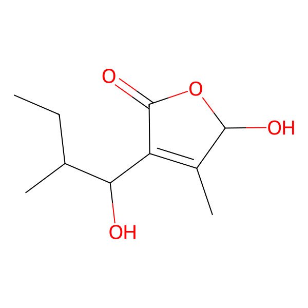 2D Structure of 5-Hydroxy-3-(1-hydroxy-2-methylbutyl)-4-methyl-2(5H)-furanone