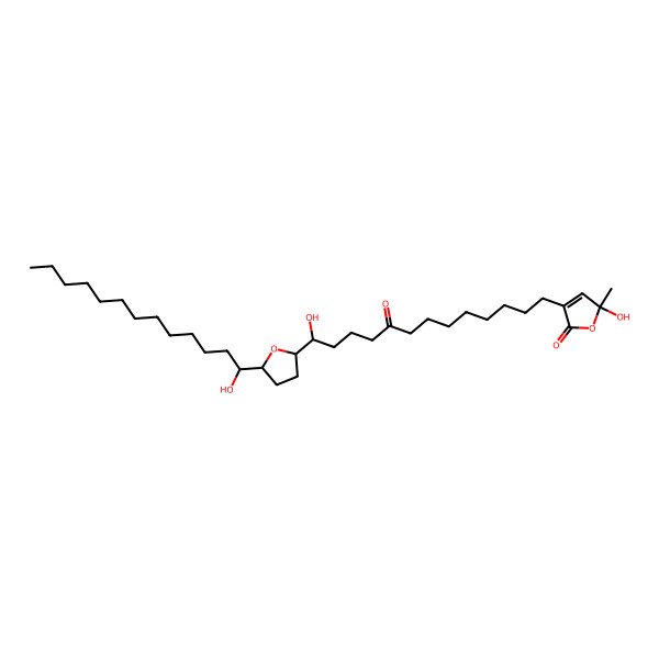 2D Structure of 5-Hydroxy-3-[13-hydroxy-13-[5-(1-hydroxytridecyl)oxolan-2-yl]-9-oxotridecyl]-5-methylfuran-2-one