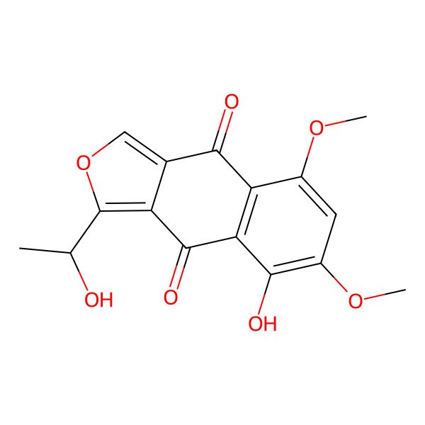 2D Structure of 5-hydroxy-3-[(1R)-1-hydroxyethyl]-6,8-dimethoxybenzo[f][2]benzofuran-4,9-dione