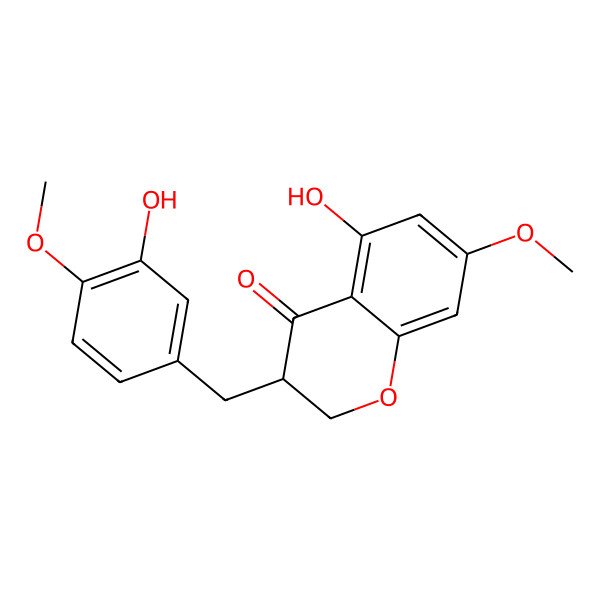 2D Structure of 5-Hydroxy-3-[(3-hydroxy-4-methoxyphenyl)methyl]-7-methoxy-2,3-dihydrochromen-4-one