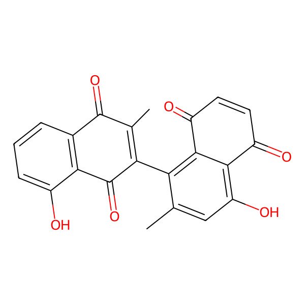 2D Structure of 5-Hydroxy-3-(4-hydroxy-2-methyl-5,8-dioxonaphthalen-1-yl)-2-methylnaphthalene-1,4-dione 2D Structure of 5-Hydroxy-3-(4-hydroxy-2-methyl-5,8-dioxonaphthalen-1-yl)-2-methylnaphthalene-1,4-dione