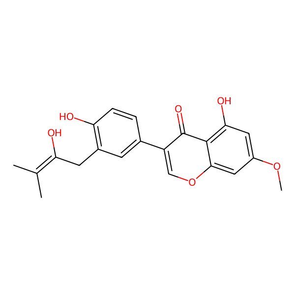 2D Structure of 5-Hydroxy-3-[4-hydroxy-3-(2-hydroxy-3-methylbut-2-enyl)phenyl]-7-methoxychromen-4-one