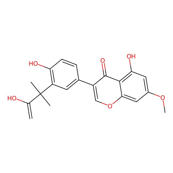 2D Structure of 5-Hydroxy-3-[4-hydroxy-3-(3-hydroxy-2-methylbut-3-en-2-yl)phenyl]-7-methoxychromen-4-one
