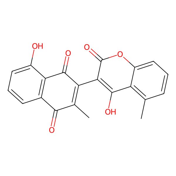 2D Structure of 5-Hydroxy-3-(4-hydroxy-5-methyl-2-oxochromen-3-yl)-2-methylnaphthalene-1,4-dione