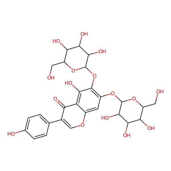 2D Structure of 5-Hydroxy-3-(4-hydroxyphenyl)-6,7-bis[[3,4,5-trihydroxy-6-(hydroxymethyl)oxan-2-yl]oxy]chromen-4-one