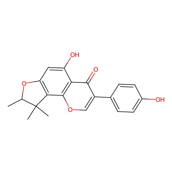 2D Structure of 5-hydroxy-3-(4-hydroxyphenyl)-8,9,9-trimethyl-8H-furo[2,3-h]chromen-4-one