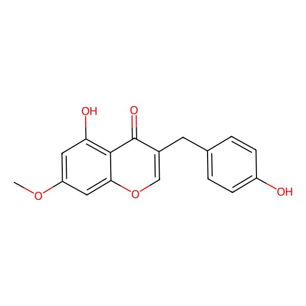 2D Structure of 5-Hydroxy-3-[(4-hydroxyphenyl)methyl]-7-methoxychromen-4-one