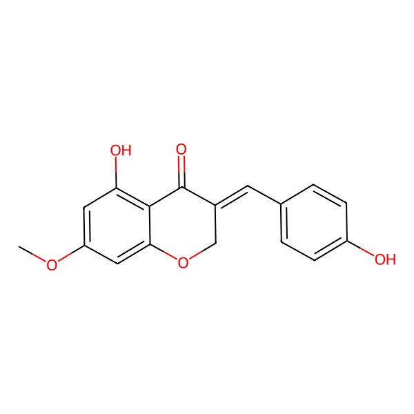 2D Structure of 5-Hydroxy-3-[(4-hydroxyphenyl)methylidene]-7-methoxychromen-4-one