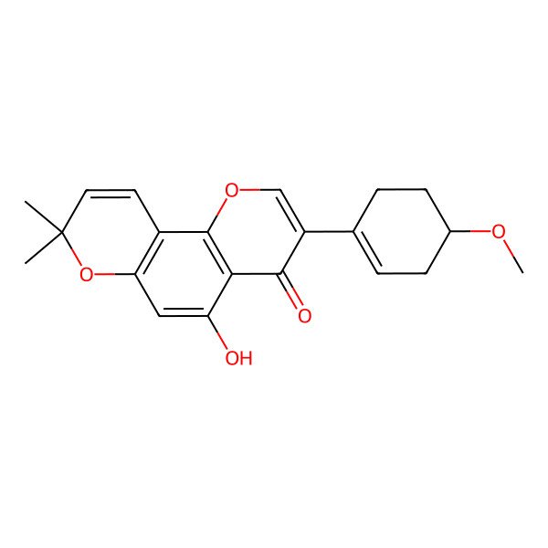 2D Structure of 5-Hydroxy-3-(4-methoxycyclohexen-1-yl)-8,8-dimethylpyrano[2,3-h]chromen-4-one