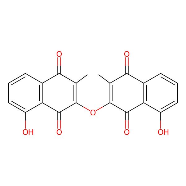 2D Structure of 5-Hydroxy-3-(8-hydroxy-3-methyl-1,4-dioxonaphthalen-2-yl)oxy-2-methylnaphthalene-1,4-dione