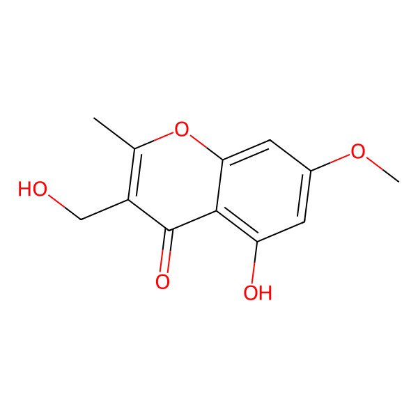 2D Structure of 5-Hydroxy-3-Hydroxymethyl-2-Methyl-7-Methoxychromone