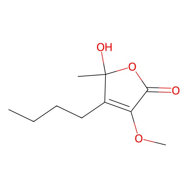 2D Structure of 5-hydroxy-3-methoxy-5-methyl-4-butylfuran-2(5H)-one