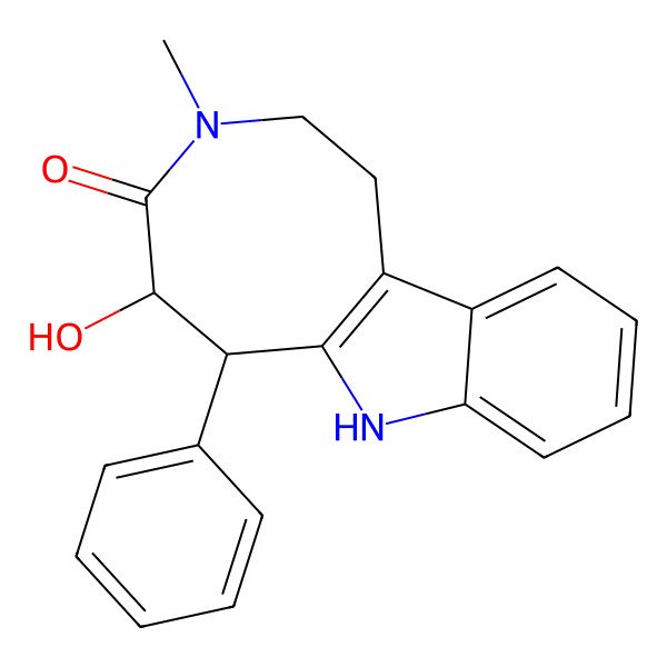 2D Structure of 5-hydroxy-3-methyl-6-phenyl-2,5,6,7-tetrahydro-1H-azocino[5,4-b]indol-4-one