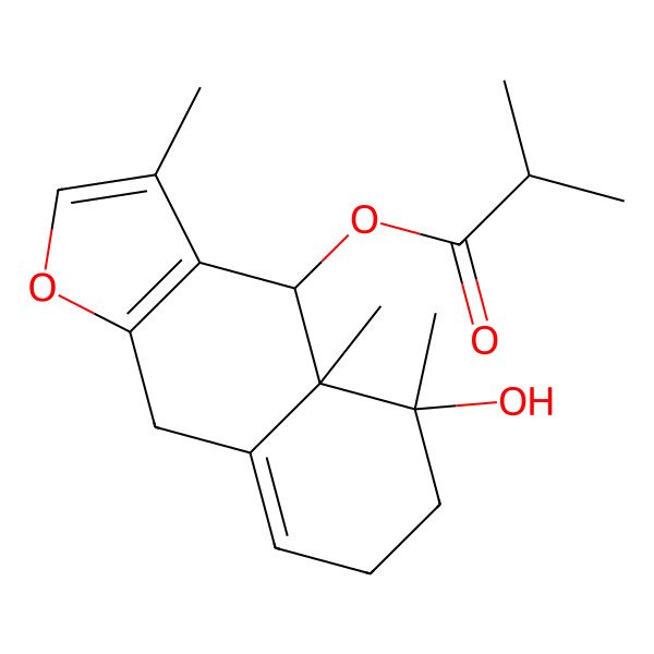 2D Structure of (5-Hydroxy-3,4a,5-trimethyl-4,6,7,9-tetrahydrobenzo[f][1]benzofuran-4-yl) 2-methylpropanoate