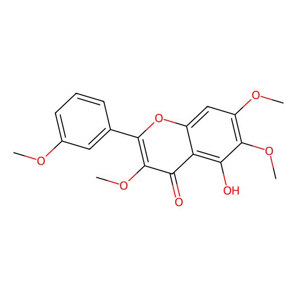 2D Structure of 5-Hydroxy-3,6,7-trimethoxy-2-(3-methoxyphenyl)chromen-4-one