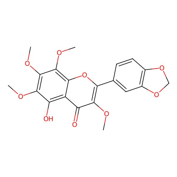 2D Structure of 5-Hydroxy-3,6,7,8-tetramethoxy-3',4'-methylenedioxyflavone 2D Structure of 5-Hydroxy-3,6,7,8-tetramethoxy-3',4'-methylenedioxyflavone