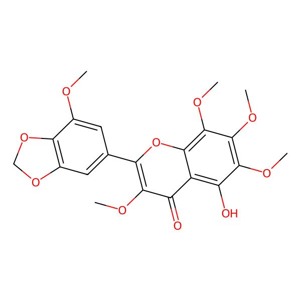 2D Structure of 5-Hydroxy-3,6,7,8,3'-pentamethoxy-4',5'-methylenedioxyflavone 2D Structure of 5-Hydroxy-3,6,7,8,3'-pentamethoxy-4',5'-methylenedioxyflavone