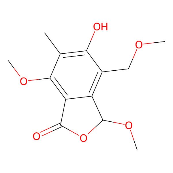 2D Structure of 5-hydroxy-3,7-dimethoxy-4-(methoxymethyl)-6-methyl-3H-2-benzofuran-1-one