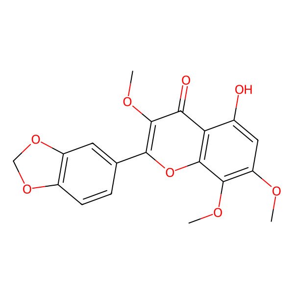 2D Structure of 5-Hydroxy-3,7,8-trimethoxy-3',4'-methylenedioxyflavone