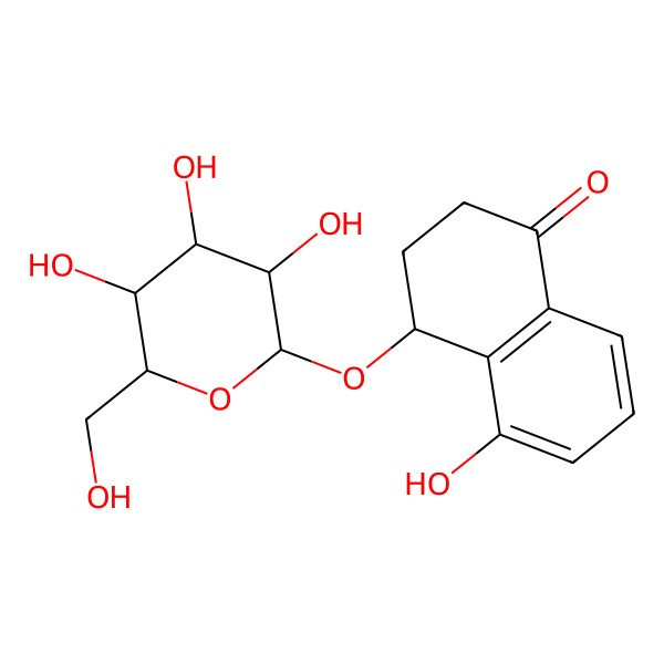 2D Structure of 5-hydroxy-4-[3,4,5-trihydroxy-6-(hydroxymethyl)oxan-2-yl]oxy-3,4-dihydro-2H-naphthalen-1-one