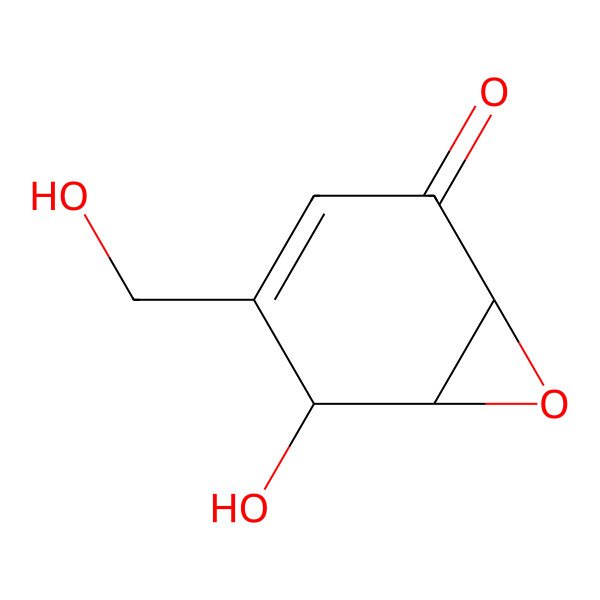 2D Structure of 5-Hydroxy-4-(hydroxymethyl)-7-oxabicyclo[4.1.0]hept-3-en-2-one