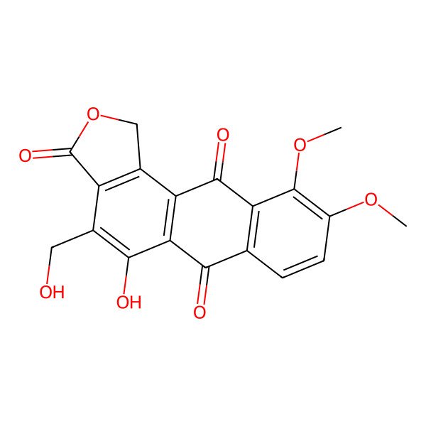 2D Structure of 5-hydroxy-4-(hydroxymethyl)-9,10-dimethoxy-1H-naphtho[3,2-e][2]benzofuran-3,6,11-trione