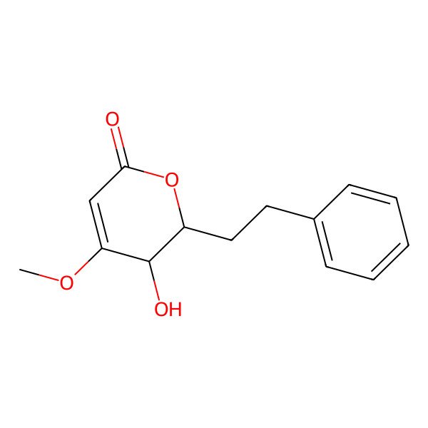 2D Structure of 5-Hydroxy-4-methoxy-6-(2-phenylethyl)-5,6-dihydro-2H-pyran-2-one