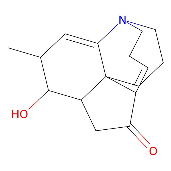 2D Structure of 5-Hydroxy-4-methyl-13-azatetracyclo[7.7.0.01,6.02,13]hexadeca-2,9-dien-8-one