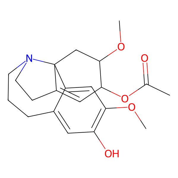 2D Structure of (5-Hydroxy-4,17-dimethoxy-11-azatetracyclo[9.7.0.01,14.02,7]octadeca-2,4,6,14-tetraen-16-yl) acetate