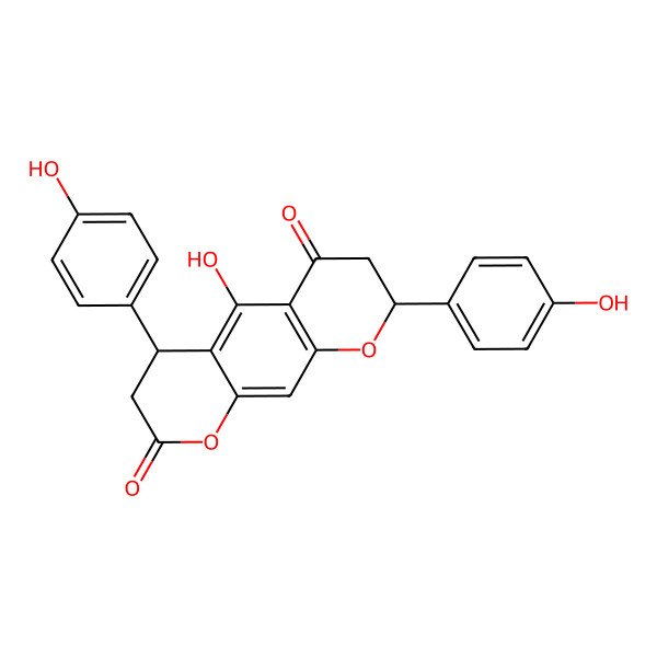 2D Structure of 5-Hydroxy-4,8-bis(4-hydroxyphenyl)-3,4,7,8-tetrahydropyrano[3,2-g]chromene-2,6-dione