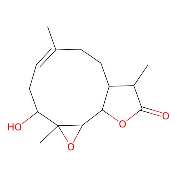 2D Structure of 5-Hydroxy-4,8,12-trimethyl-3,14-dioxatricyclo[9.3.0.02,4]tetradec-7-en-13-one