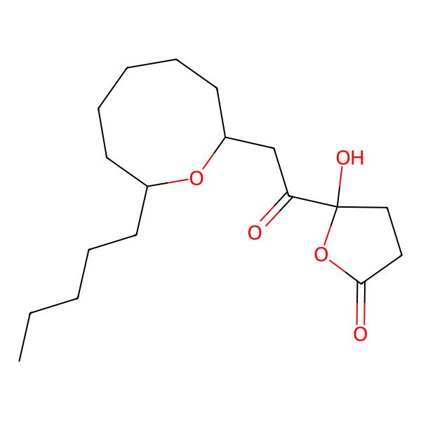 2D Structure of 5-Hydroxy-5-[(8-pentyloxocan-2-yl)acetyl]oxolan-2-one