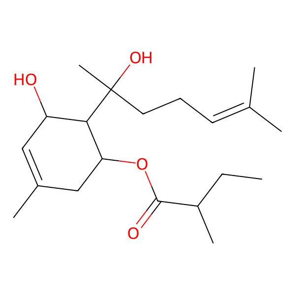 2D Structure of [5-Hydroxy-6-(2-hydroxy-6-methylhept-5-en-2-yl)-3-methylcyclohex-3-en-1-yl] 2-methylbutanoate