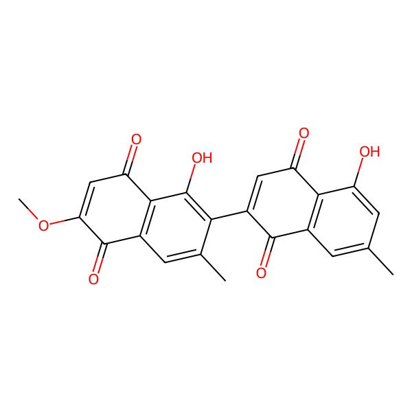 2D Structure of 5-Hydroxy-6-(5-hydroxy-7-methyl-1,4-dioxonaphthalen-2-yl)-2-methoxy-7-methylnaphthalene-1,4-dione