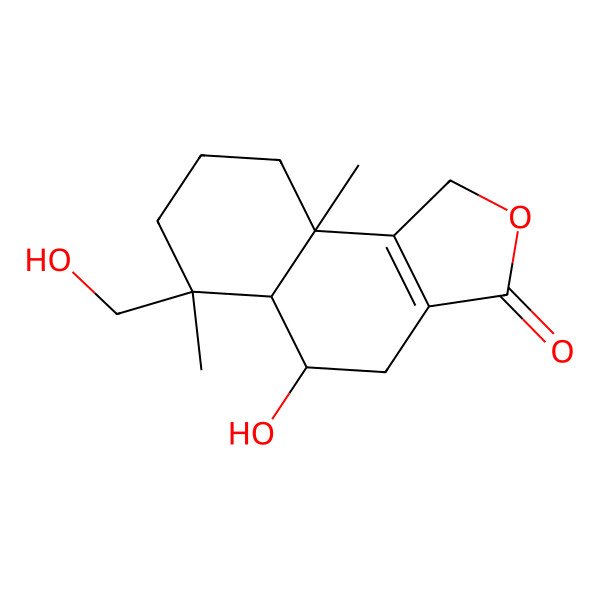 2D Structure of 5-hydroxy-6-(hydroxymethyl)-6,9a-dimethyl-4,5,5a,7,8,9-hexahydro-1H-benzo[e][2]benzofuran-3-one